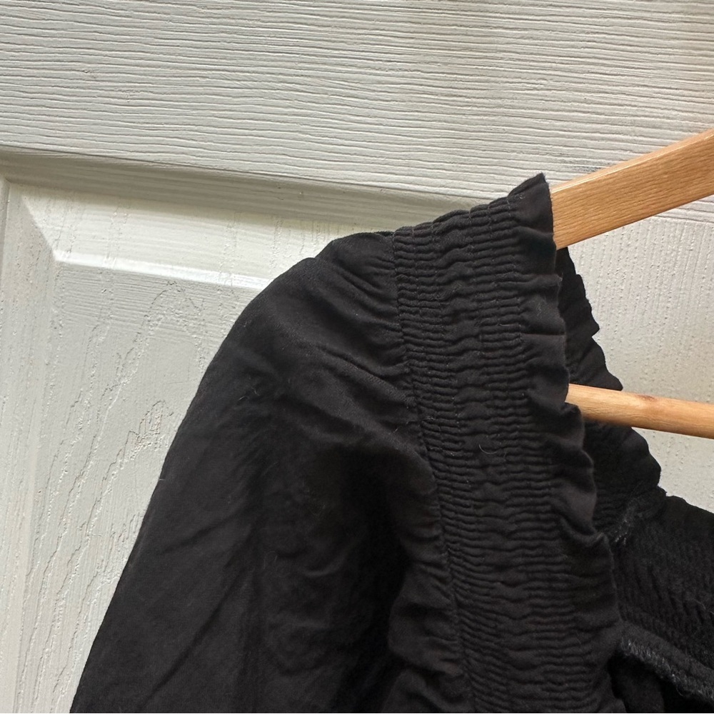 Apiece Apart Tewa Dress 10 Black Cotton Gauze Mini Tassel Square Neck Boho Chic - Picture 5 of 6